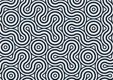 Renkli fayanslar, pürüzsüz rastgele birbirine bağlı dalgalı çizgiler deseni, bağlantı sanatı arkaplan tasarımı çizimi  