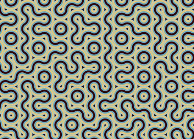 Renkli fayanslar, pürüzsüz rastgele birbirine bağlı dalgalı çizgiler deseni, bağlantı sanatı arkaplan tasarımı çizimi  