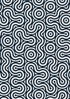 Renkli fayanslar, pürüzsüz rastgele birbirine bağlı dalgalı çizgiler deseni, bağlantı sanatı arkaplan tasarımı çizimi  