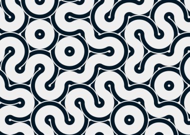 Renkli fayanslar, pürüzsüz rastgele birbirine bağlı dalgalı çizgiler deseni, bağlantı sanatı arkaplan tasarımı çizimi  
