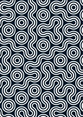 Renkli fayanslar, pürüzsüz rastgele birbirine bağlı dalgalı çizgiler deseni, bağlantı sanatı arkaplan tasarımı çizimi  