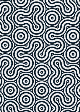 Renkli fayanslar, pürüzsüz rastgele birbirine bağlı dalgalı çizgiler deseni, bağlantı sanatı arkaplan tasarımı çizimi  