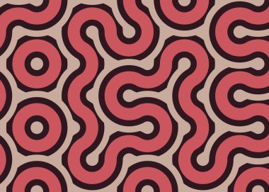 Renkli fayanslar, pürüzsüz rastgele birbirine bağlı dalgalı çizgiler deseni, bağlantı sanatı arkaplan tasarımı çizimi  