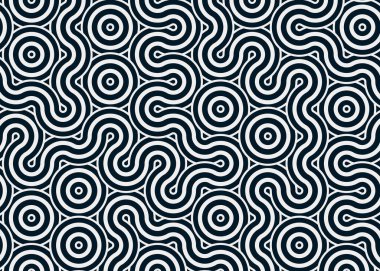 Renkli fayanslar, pürüzsüz rastgele birbirine bağlı dalgalı çizgiler deseni, bağlantı sanatı arkaplan tasarımı çizimi  