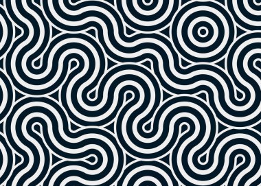 Renkli fayanslar, pürüzsüz rastgele birbirine bağlı dalgalı çizgiler deseni, bağlantı sanatı arkaplan tasarımı çizimi  