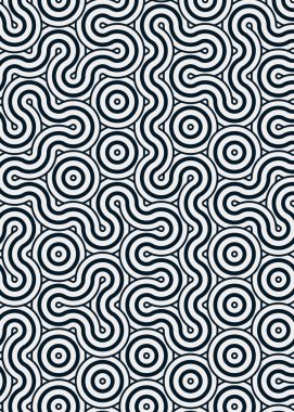 Renkli fayanslar, pürüzsüz rastgele birbirine bağlı dalgalı çizgiler deseni, bağlantı sanatı arkaplan tasarımı çizimi  