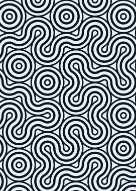 Renkli fayanslar, pürüzsüz rastgele birbirine bağlı dalgalı çizgiler deseni, bağlantı sanatı arkaplan tasarımı çizimi  