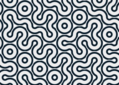 Renkli fayanslar, pürüzsüz rastgele birbirine bağlı dalgalı çizgiler deseni, bağlantı sanatı arkaplan tasarımı çizimi  