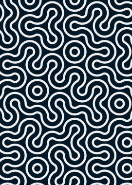 Renkli fayanslar, pürüzsüz rastgele birbirine bağlı dalgalı çizgiler deseni, bağlantı sanatı arkaplan tasarımı çizimi  