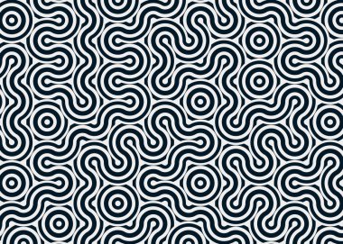 Renkli fayanslar, pürüzsüz rastgele birbirine bağlı dalgalı çizgiler deseni, bağlantı sanatı arkaplan tasarımı çizimi  