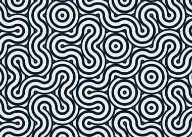 Renkli fayanslar, pürüzsüz rastgele birbirine bağlı dalgalı çizgiler deseni, bağlantı sanatı arkaplan tasarımı çizimi  