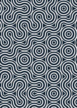 Renkli fayanslar, pürüzsüz rastgele birbirine bağlı dalgalı çizgiler deseni, bağlantı sanatı arkaplan tasarımı çizimi  