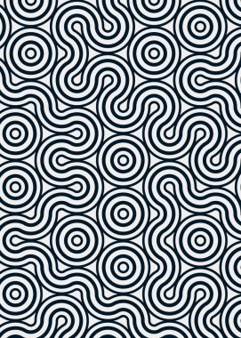 Renkli fayanslar, pürüzsüz rastgele birbirine bağlı dalgalı çizgiler deseni, bağlantı sanatı arkaplan tasarımı çizimi  