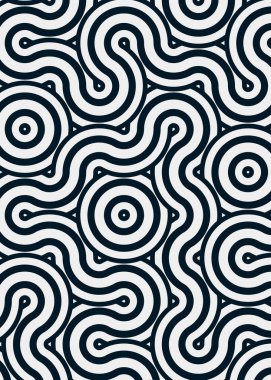 Renkli fayanslar, pürüzsüz rastgele birbirine bağlı dalgalı çizgiler deseni, bağlantı sanatı arkaplan tasarımı çizimi  