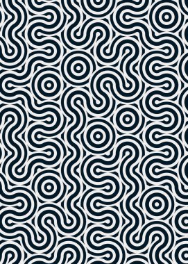 Renkli fayanslar, pürüzsüz rastgele birbirine bağlı dalgalı çizgiler deseni, bağlantı sanatı arkaplan tasarımı çizimi  