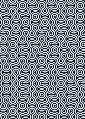 Renkli fayanslar, pürüzsüz rastgele birbirine bağlı dalgalı çizgiler deseni, bağlantı sanatı arkaplan tasarımı çizimi  