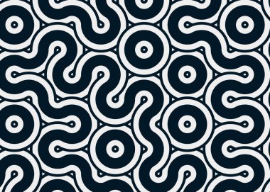 Renkli fayanslar, pürüzsüz rastgele birbirine bağlı dalgalı çizgiler deseni, bağlantı sanatı arkaplan tasarımı çizimi  