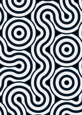 Renkli fayanslar, pürüzsüz rastgele birbirine bağlı dalgalı çizgiler deseni, bağlantı sanatı arkaplan tasarımı çizimi  