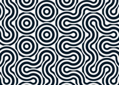 Renkli fayanslar, pürüzsüz rastgele birbirine bağlı dalgalı çizgiler deseni, bağlantı sanatı arkaplan tasarımı çizimi  