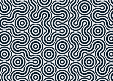 Renkli fayanslar, pürüzsüz rastgele birbirine bağlı dalgalı çizgiler deseni, bağlantı sanatı arkaplan tasarımı çizimi  