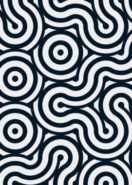 Renkli fayanslar, pürüzsüz rastgele birbirine bağlı dalgalı çizgiler deseni, bağlantı sanatı arkaplan tasarımı çizimi  