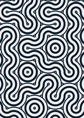 Renkli fayanslar, pürüzsüz rastgele birbirine bağlı dalgalı çizgiler deseni, bağlantı sanatı arkaplan tasarımı çizimi  