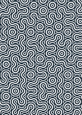 Renkli fayanslar, pürüzsüz rastgele birbirine bağlı dalgalı çizgiler deseni, bağlantı sanatı arkaplan tasarımı çizimi  