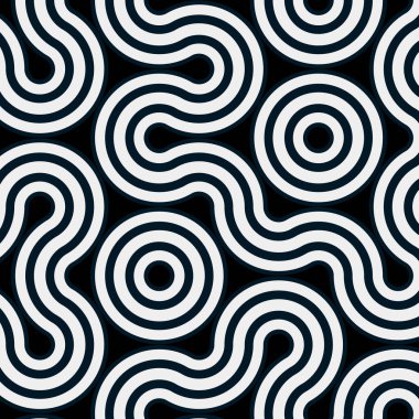 Renkli fayanslar, pürüzsüz rastgele birbirine bağlı dalgalı çizgiler deseni, bağlantı sanatı arkaplan tasarımı çizimi  