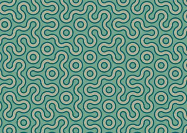 Renkli fayanslar, pürüzsüz rastgele birbirine bağlı dalgalı çizgiler deseni, bağlantı sanatı arkaplan tasarımı çizimi  