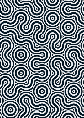 Renkli fayanslar, pürüzsüz rastgele birbirine bağlı dalgalı çizgiler deseni, bağlantı sanatı arkaplan tasarımı çizimi  