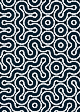 Renkli fayanslar, pürüzsüz rastgele birbirine bağlı dalgalı çizgiler deseni, bağlantı sanatı arkaplan tasarımı çizimi  