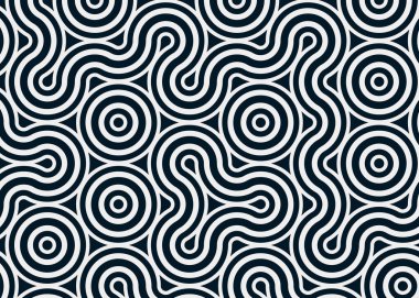 Renkli fayanslar, pürüzsüz rastgele birbirine bağlı dalgalı çizgiler deseni, bağlantı sanatı arkaplan tasarımı çizimi  