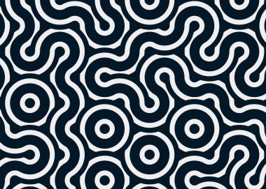 Renkli fayanslar, pürüzsüz rastgele birbirine bağlı dalgalı çizgiler deseni, bağlantı sanatı arkaplan tasarımı çizimi  