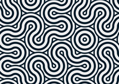 Renkli fayanslar, pürüzsüz rastgele birbirine bağlı dalgalı çizgiler deseni, bağlantı sanatı arkaplan tasarımı çizimi  