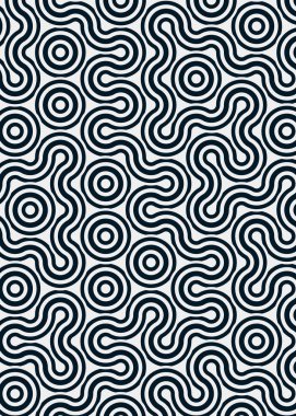 Renkli fayanslar, pürüzsüz rastgele birbirine bağlı dalgalı çizgiler deseni, bağlantı sanatı arkaplan tasarımı çizimi  