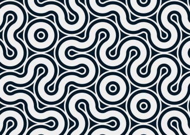 Renkli fayanslar, pürüzsüz rastgele birbirine bağlı dalgalı çizgiler deseni, bağlantı sanatı arkaplan tasarımı çizimi  