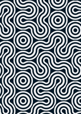 Renkli fayanslar, pürüzsüz rastgele birbirine bağlı dalgalı çizgiler deseni, bağlantı sanatı arkaplan tasarımı çizimi  