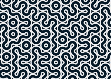 Renkli fayanslar, pürüzsüz rastgele birbirine bağlı dalgalı çizgiler deseni, bağlantı sanatı arkaplan tasarımı çizimi  