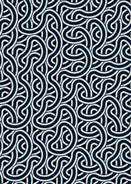 Renkli fayanslar, pürüzsüz rastgele birbirine bağlı dalgalı çizgiler deseni, bağlantı sanatı arkaplan tasarımı çizimi  