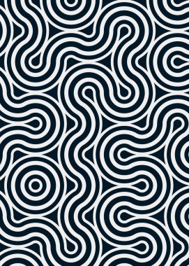 Renkli fayanslar, pürüzsüz rastgele birbirine bağlı dalgalı çizgiler deseni, bağlantı sanatı arkaplan tasarımı çizimi  