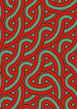 Renkli fayanslar, pürüzsüz rastgele birbirine bağlı dalgalı çizgiler deseni, bağlantı sanatı arkaplan tasarımı çizimi  