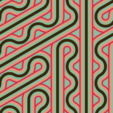 Renkli fayanslar, pürüzsüz rastgele birbirine bağlı dalgalı çizgiler deseni, bağlantı sanatı arkaplan tasarımı çizimi  