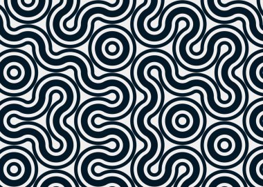 Renkli fayanslar, pürüzsüz rastgele birbirine bağlı dalgalı çizgiler deseni, bağlantı sanatı arkaplan tasarımı çizimi  