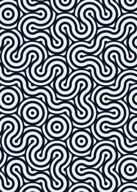 Renkli fayanslar, pürüzsüz rastgele birbirine bağlı dalgalı çizgiler deseni, bağlantı sanatı arkaplan tasarımı çizimi  