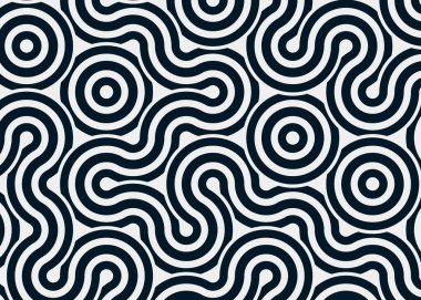 Renkli fayanslar, pürüzsüz rastgele birbirine bağlı dalgalı çizgiler deseni, bağlantı sanatı arkaplan tasarımı çizimi  