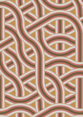 Renkli fayanslar, pürüzsüz rastgele birbirine bağlı dalgalı çizgiler deseni, bağlantı sanatı arkaplan tasarımı çizimi  