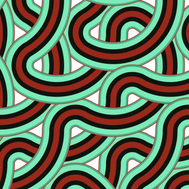 Renkli fayanslar, pürüzsüz rastgele birbirine bağlı dalgalı çizgiler deseni, bağlantı sanatı arkaplan tasarımı çizimi  