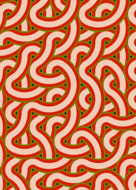 Renkli fayanslar, pürüzsüz rastgele birbirine bağlı dalgalı çizgiler deseni, bağlantı sanatı arkaplan tasarımı çizimi  