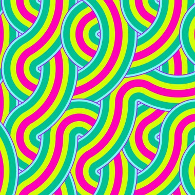 Renkli fayanslar, pürüzsüz rastgele birbirine bağlı dalgalı çizgiler deseni, bağlantı sanatı arkaplan tasarımı çizimi  