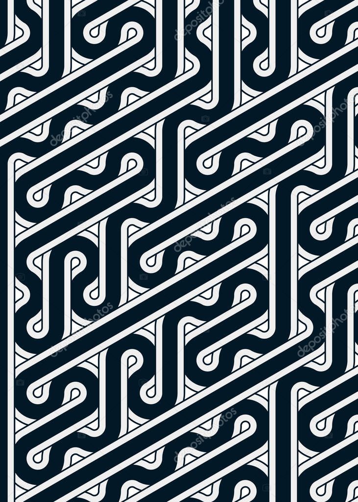 colorful tile with seamless random interweaving wavy lines pattern, connection art background design illustration  